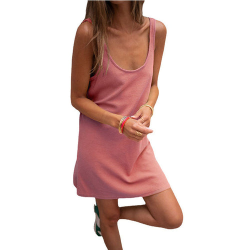Damen Sommerliches Freizeitkleid mit tiefem Ausschnitt und leichtem Stoff