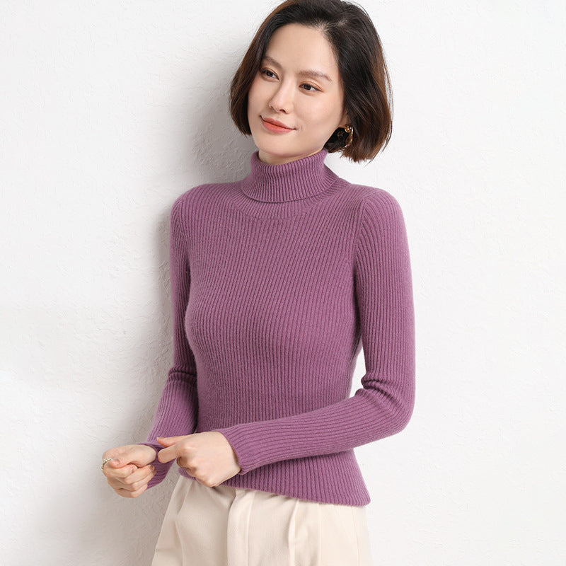 Damen Taillierter Feinstrick-Rollkragenpullover mit feiner Rippenstruktur und Kaschmir-Optik Shop Nory