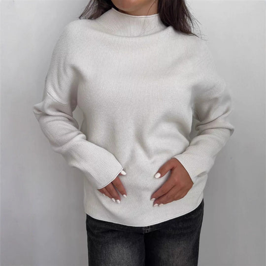 Damen Oversize-Feinstrickpullover mit Stehkragen und geriffelter Struktur Shop Nory
