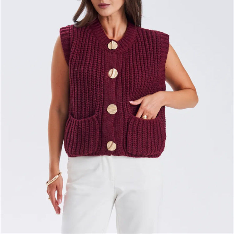 Damen Grobgestrickter Oversize Cardigan mit Zierknöpfen Shop Nory
