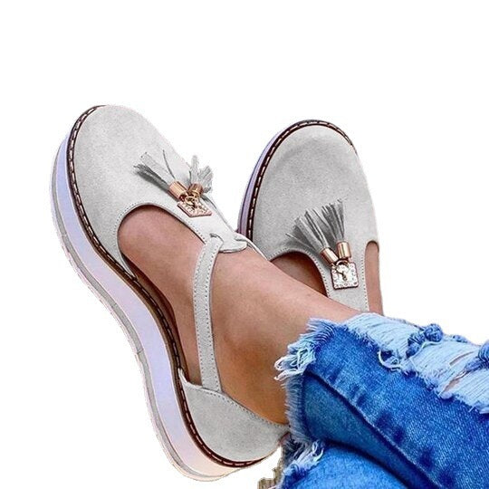 Damen Halbschuhe mit modischen Quasten und rutschfester Sohle