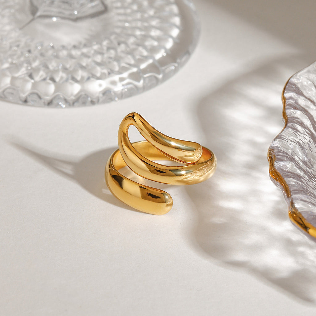Damen eleganter, gewundener Edelstahlring Shop Nory