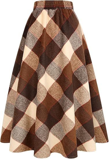 Damen Schwingender A-Linien Rock im modischen Karomuster Shopnory