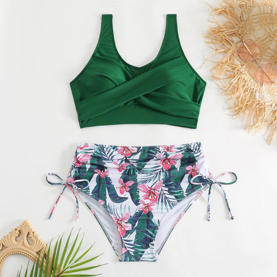 Damen Hochtailliertes Bikini-Set mit verstellbaren Trägern