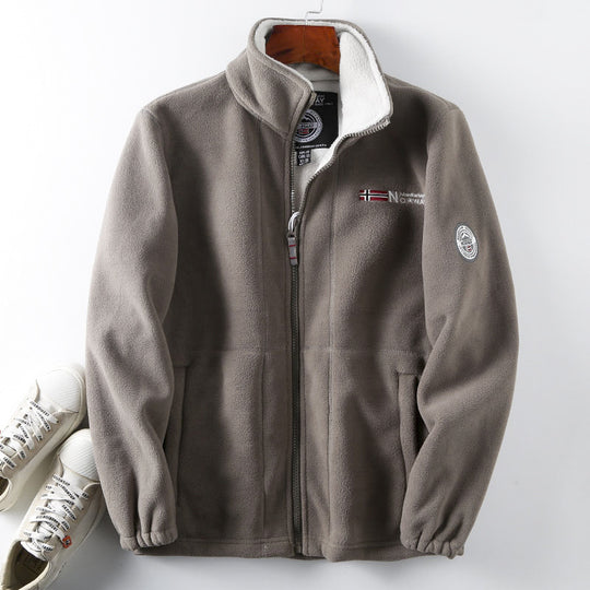 Herren Fleecejacke mit Stehkragen, durchgehendem Reißverschluss und Teddy-Innenfutter Shop Nory