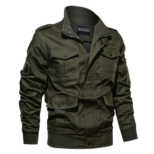 Herren Militärinspirierte Canvas‑Fieldjacke mit Epauletten, Mehrfach‑Taschen und geripptem Bund Shop Nory