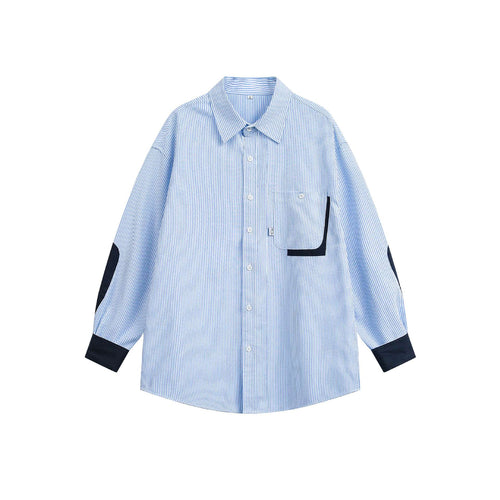 Unisex Weites Streifen-Hemd im Hemdjackenstil mit Kontrastdetails Shop Nory