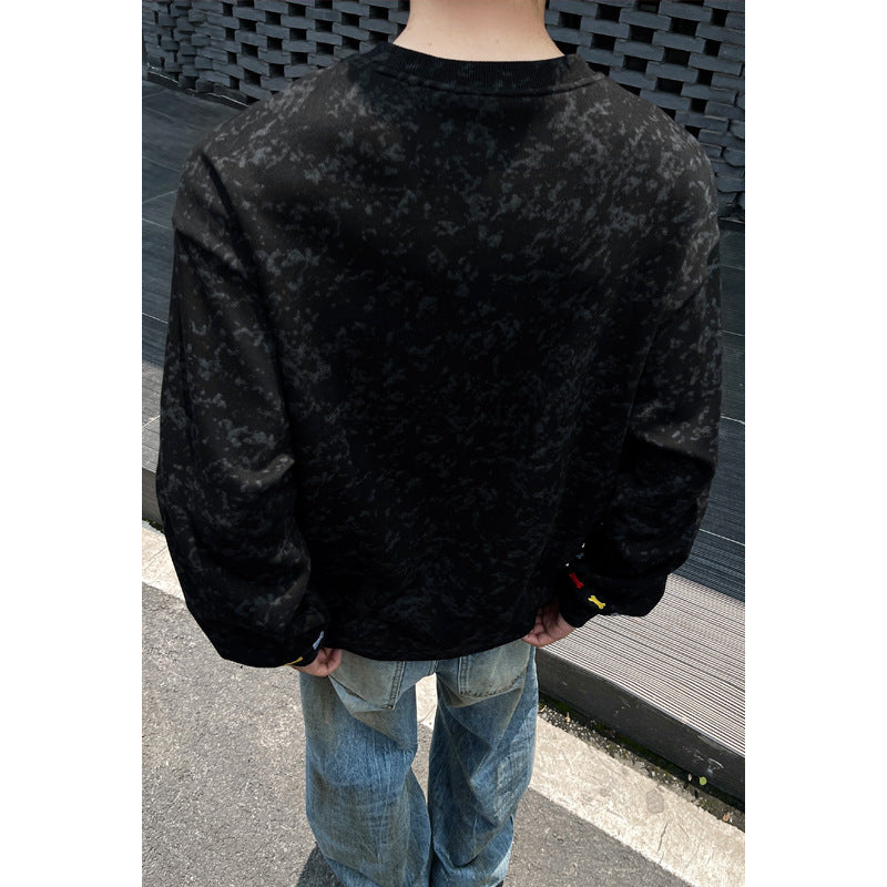 Herren Oversize-Sweatshirt mit Marmor-Effekt und bunten Knochenstickereien Shop Nory