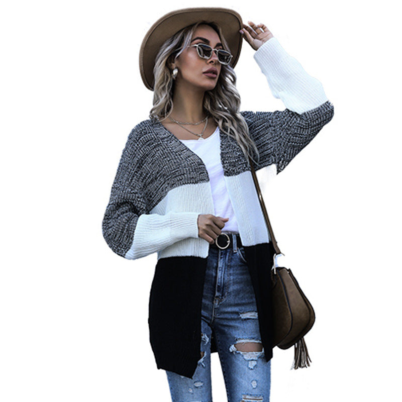 Damen Longline Strickcardigan mit Oversize-Schnitt und Farbblock-Optik Shop Nory