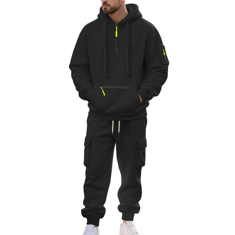 Herren Urbane Cargo-Jogging-Set mit Utility-Hoodie, Reißverschluss-Details und Cargo-Joggers Shop Nory