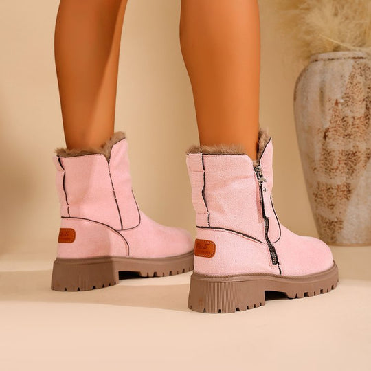 Damen Gefütterte Wildlederoptik Stiefeletten mit Teddyfutter, seitlichem Reißverschluss und profilierter Gummisohle Shop Nory