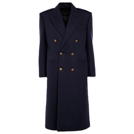 Damen Doppelreihiger Wollmix-Longcoat mit Epauletten und strukturierter Tailoring-Silhouette Shop Nory