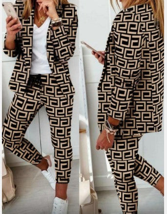 Damen nan Smart-Casual Blazer-Set mit offenem Longblazer und tapered Jogpant mit Kordelzug Shop Nory