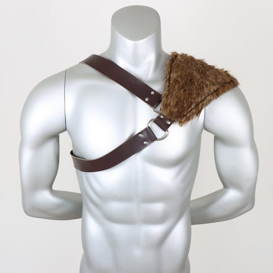 Herren Schulter-Harness mit abnehmbarem Kunstpelz-Schulterbesatz und verstellbaren Lederriemen Shop Nory