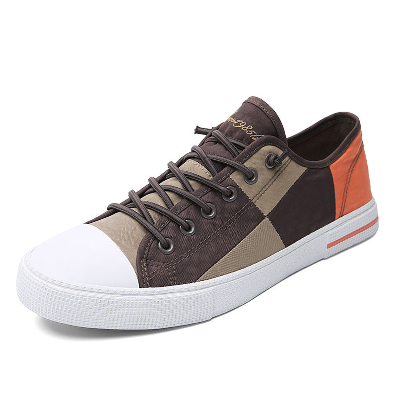 Herren Lässige Low‑Top Canvas‑Sneaker mit geometrischem Colorblock‑Design und verstärkter Zehenkappe Shopy Nory