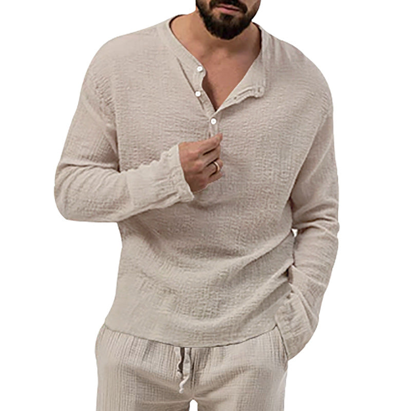 Herren Langarmshirt mit Knopfleiste Shopnory