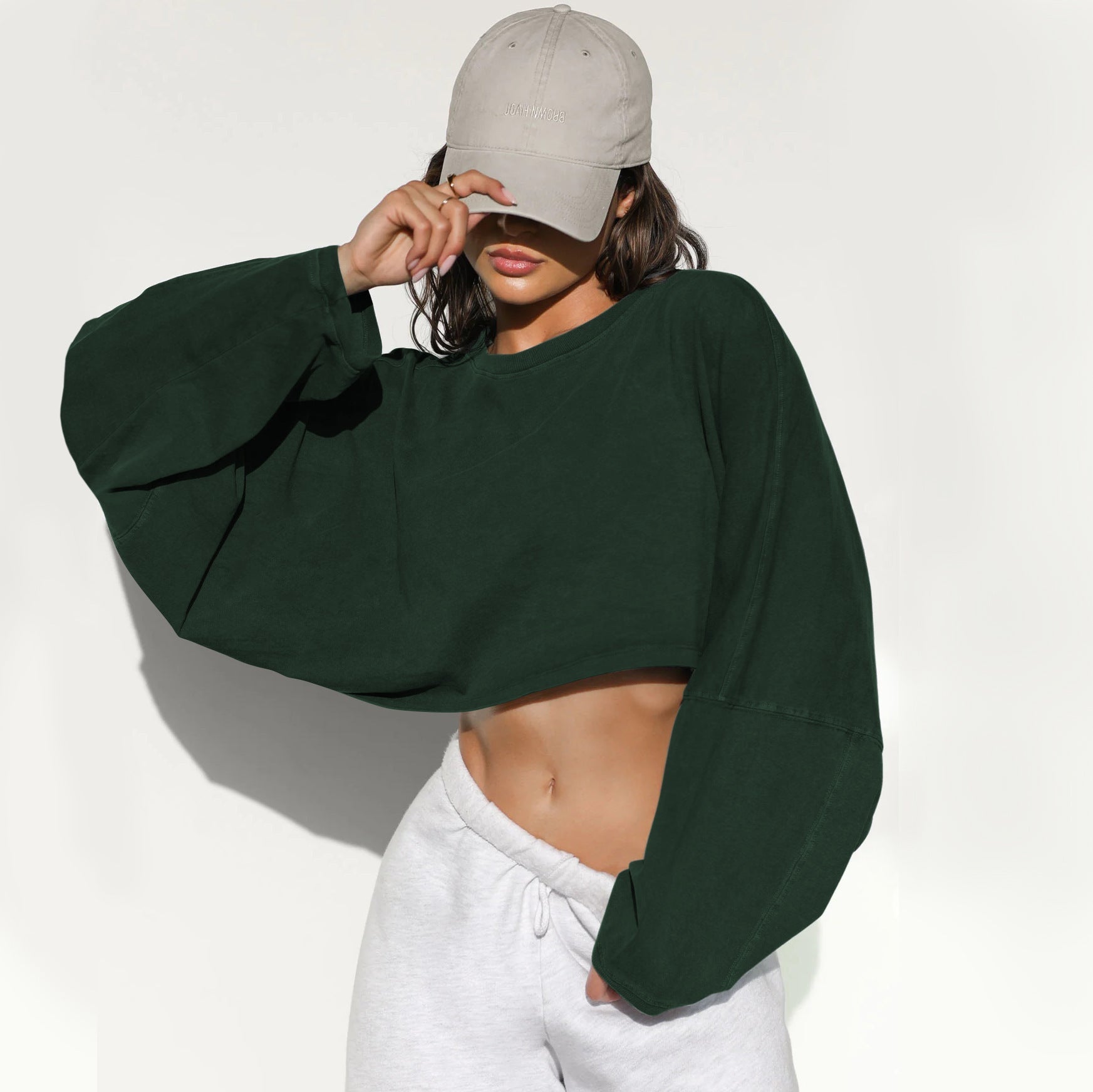 Damen lässiger Crop-Pullover