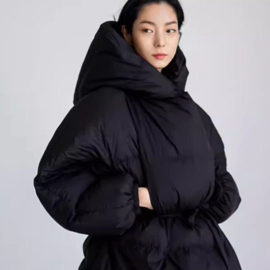 Damen Oversize-Steppmantel aus Daunenoptik mit extragroßer Kapuze Shop Nory