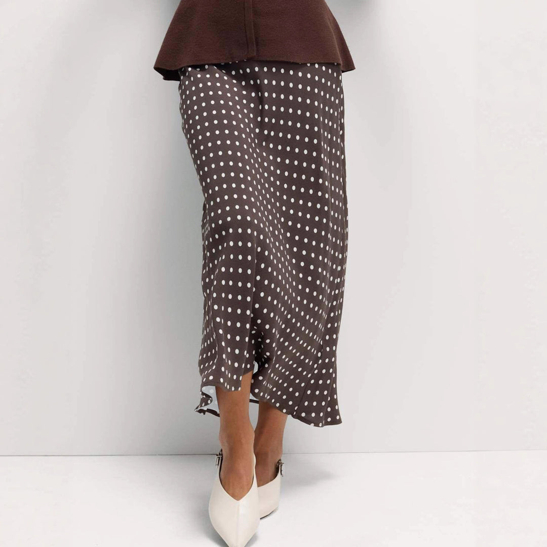 Damen Midirock mit Polka‑Dot Muster, asymmetrischem Saum und seitlichem Schlitz Shop Nory