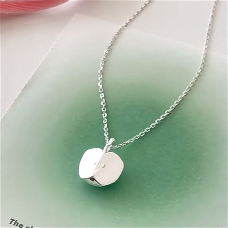 Damen elegante Halskette mit Apfelanhänger und feiner Silberkette Shop Nory