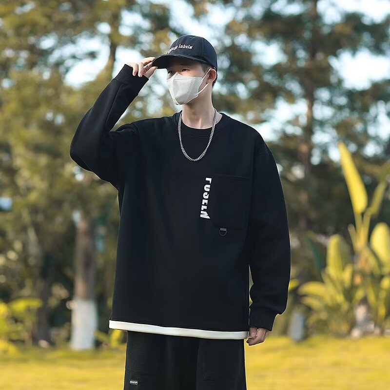 Herren Oversized Streetwear Sweatshirt mit Brusttasche und Ringdetail Shop Nory
