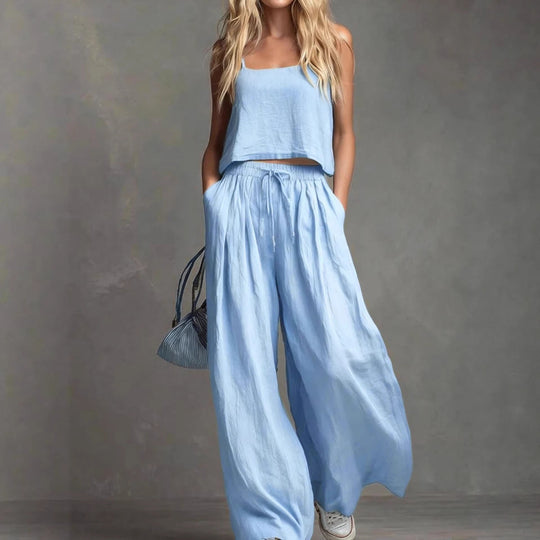 Damen Sommerliches Freizeit-Set mit weitem Oberteil und lässiger Hose