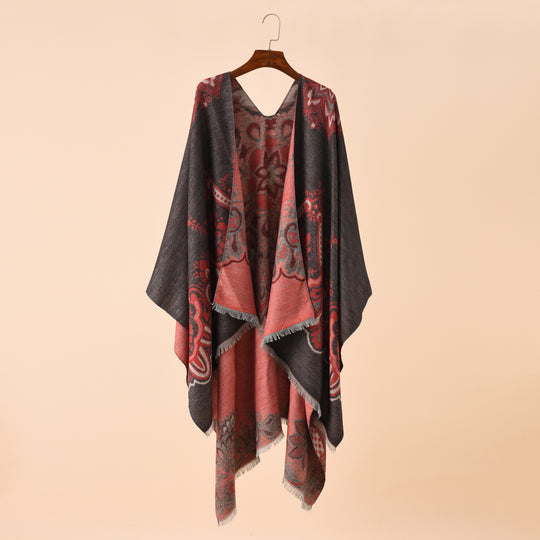 Damen Leichter Jacquard-Überwurf mit kaschmirähnlichem Griff und Fransensaum Shop Nory