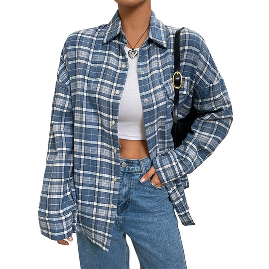 Damen Karierte Overshirt Shop Nory
