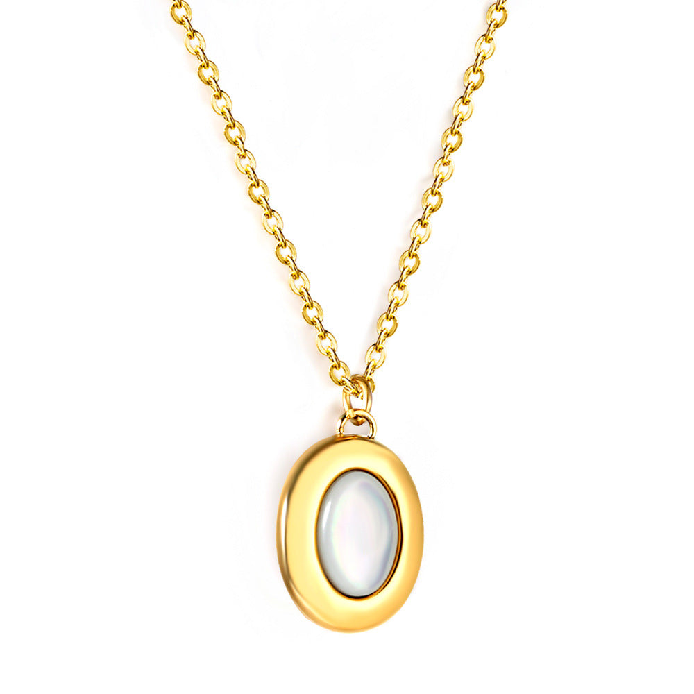 Damen Edelstahl-Halskette mit ovalem Anhänger aus hochwertigem Goldbeschichtung Shop Nory