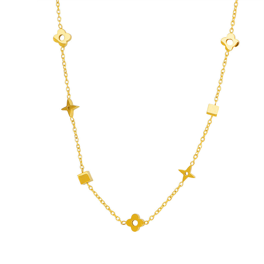 Damen elegante Halskette mit floralem Design und funkelndem Anhänger Shop Nory
