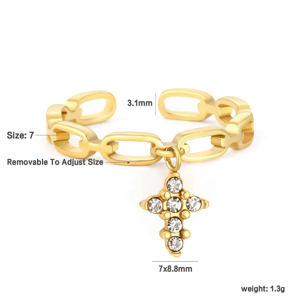 Damen verstellbarer Ring mit charmantem Augenanhänger und funkelnden Zirkonsteinen Shop Nory