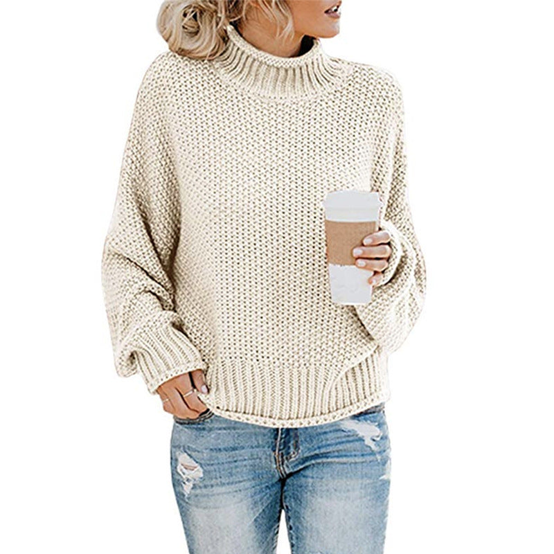 Damen Gemütlicher Pullover mit hohem Kragen und strukturierter Maschenoptik