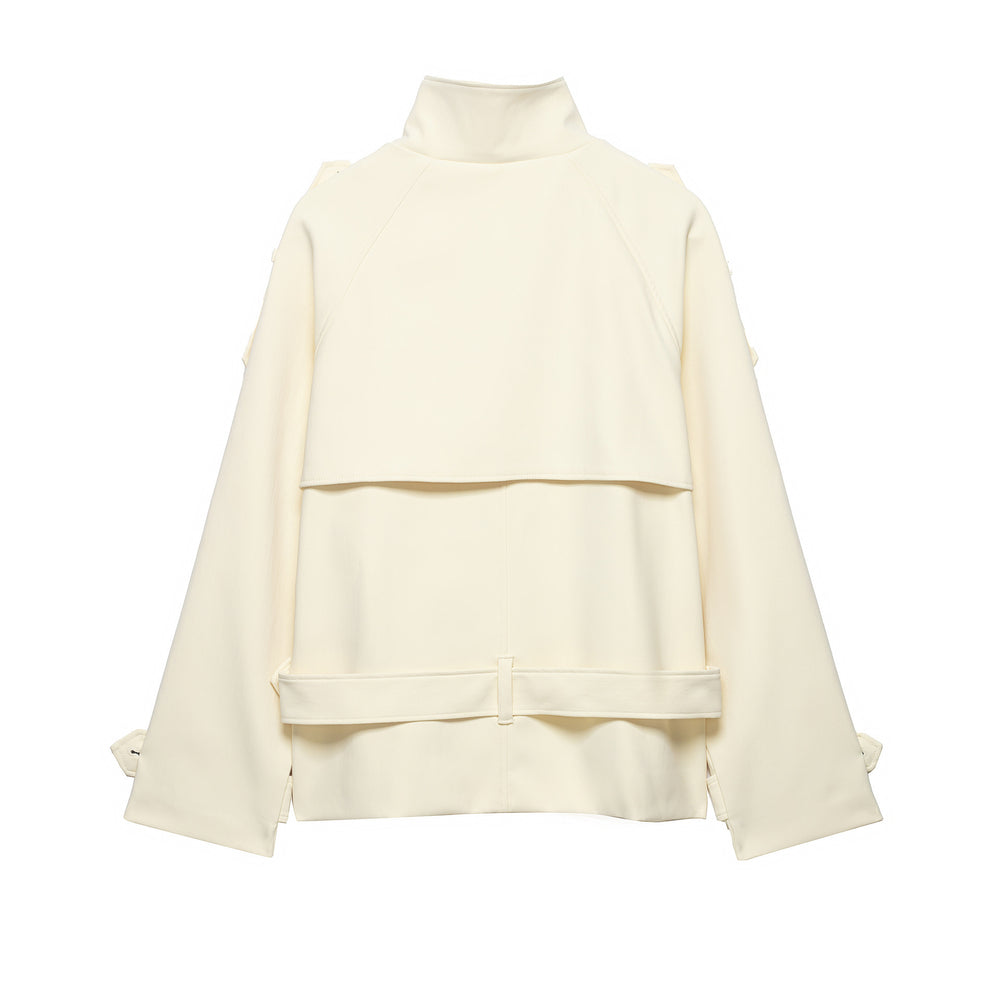 Damen Kurzjacke im Trenchcoat-Stil mit Doppelreiher und Taillengürtel Shop Nory