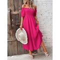 Damen Off-Shoulder Maxikleid mit voluminösen Ärmeln und fließendem Schnitt