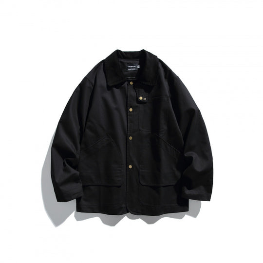 Herren Canvas-Chorejacke mit Cordkragen und Druckknopffront Shop Nory