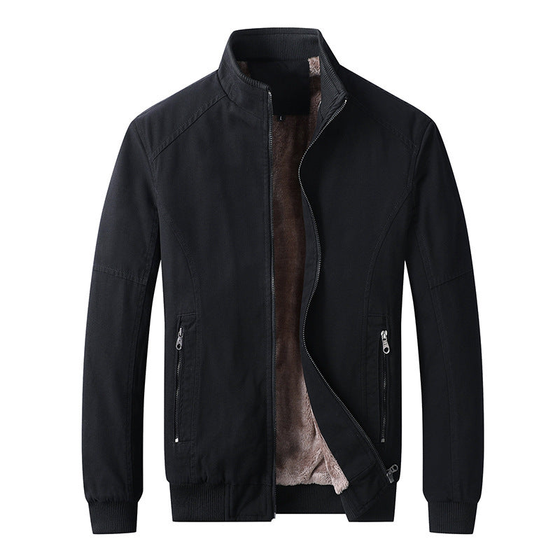 Herren gefütterte Canvas-Bomberjacke mit Teddyfleece-Innenfutter und Stehkragen Shop Nory