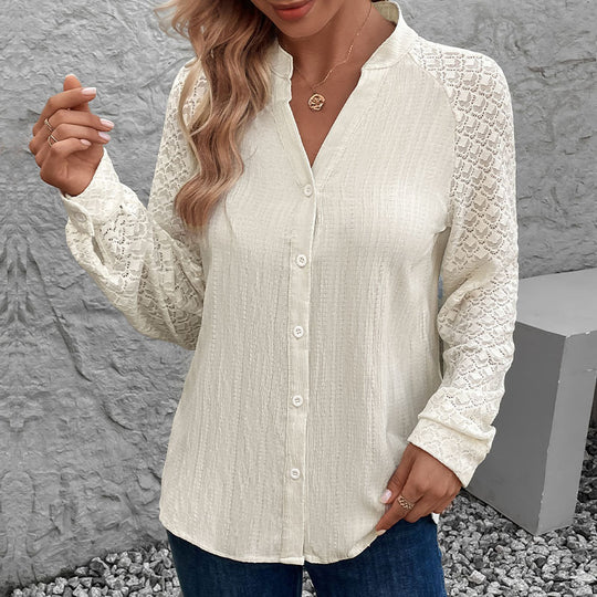 Damen Verspielte Bluse mit Spitzenärmeln Shop Nory