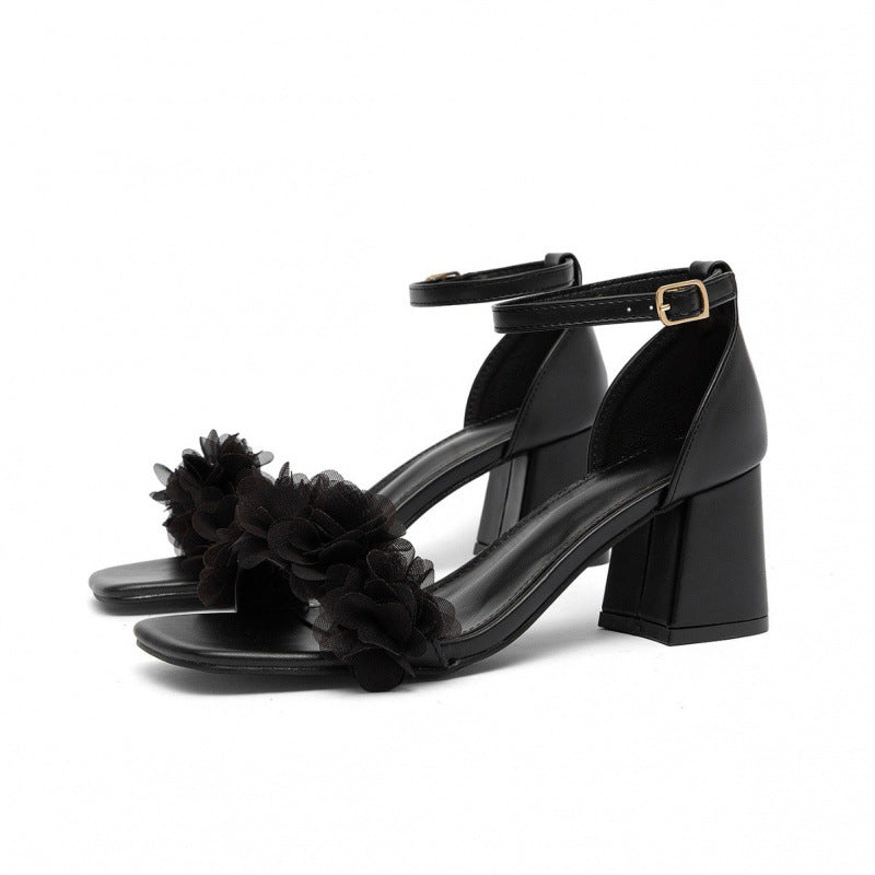 Damen Hochhackige Sandalen mit floralen Applikationen