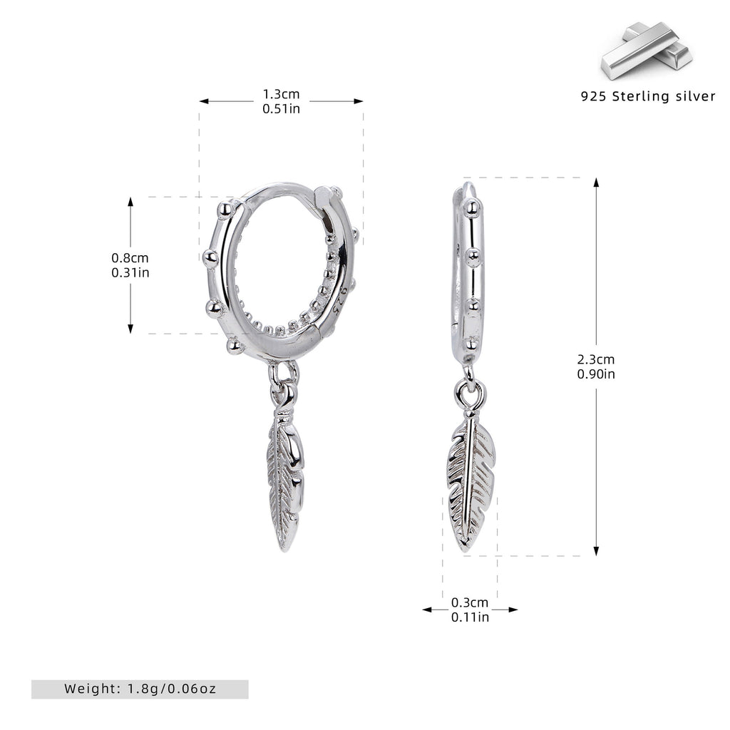 Damen Ohrhänger mit filigranen Blattanhängern aus 925 Sterling Silber Shop Nory