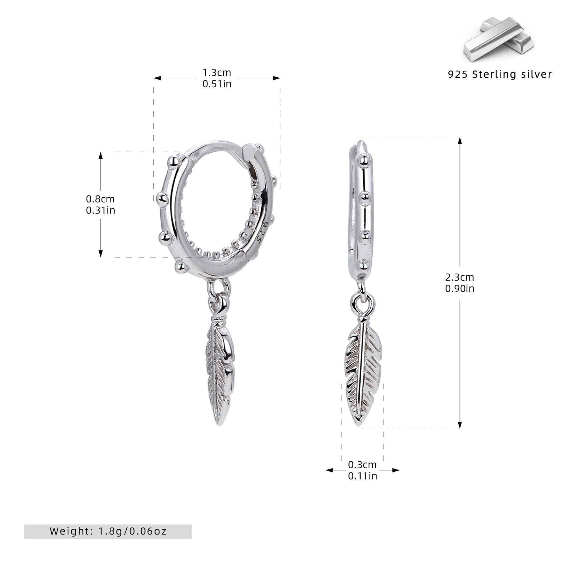Damen Ohrhänger mit filigranen Blattanhängern aus 925 Sterling Silber Shop Nory