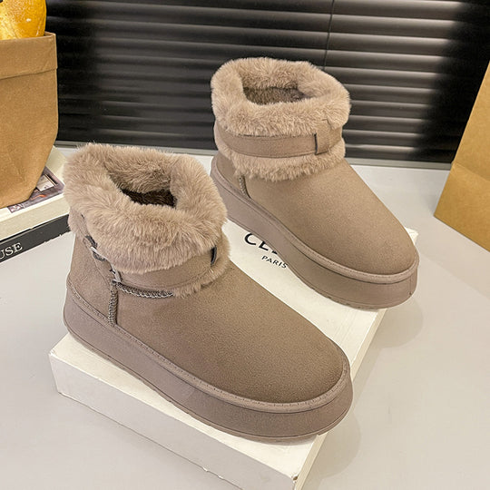 Damen Gefütterte Kurz-Stiefeletten mit Teddyfell-Futter, verstellbarem Schnallenriemen und profilierter Gummisohle Shop Nory