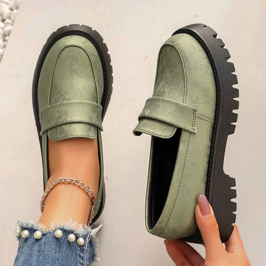 Damen Chunky Loafer mit profilierter Gummisohle und geprägtem Kunstleder Shop Nory