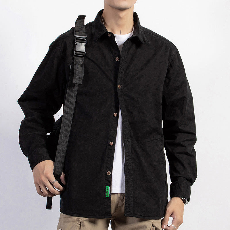 Herren leichtes Utility-Overshirt mit Knopfleiste und Hemdkragen Shop Nory