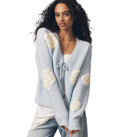 Damen Kuscheliger Mohair-Cardigan mit Zierblumen-Applikationen Shop Nory