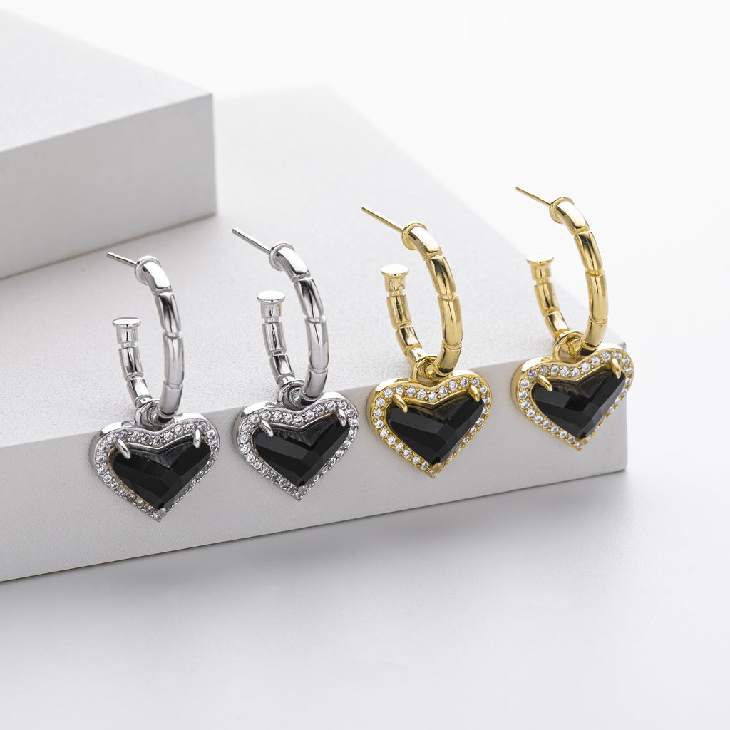 Damen Creolen mit herzförmigem Zirkon-Anhänger und goldfarbener Beschichtung Shop Nory
