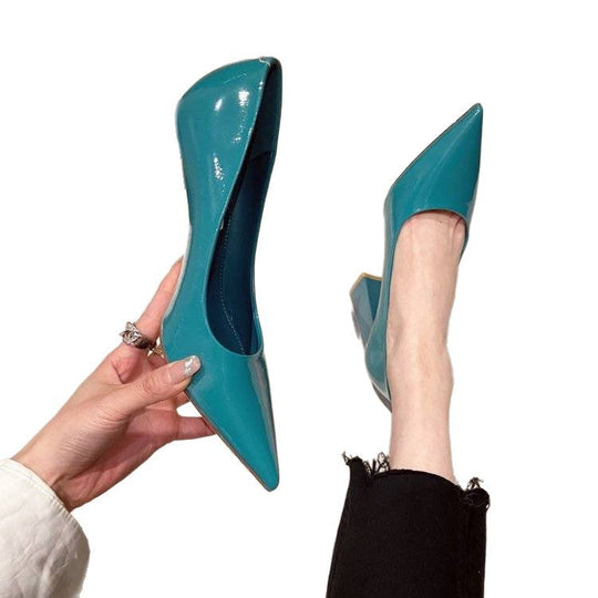 Damen spitze High Heels mit Blockabsatz