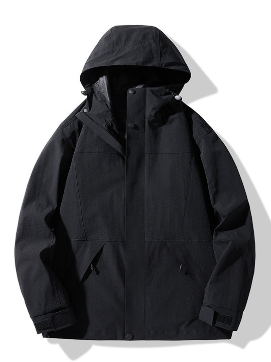 Herren Technische Colorblock Softshell‑Regenjacke mit verstellbarer Kapuze Shop Nory