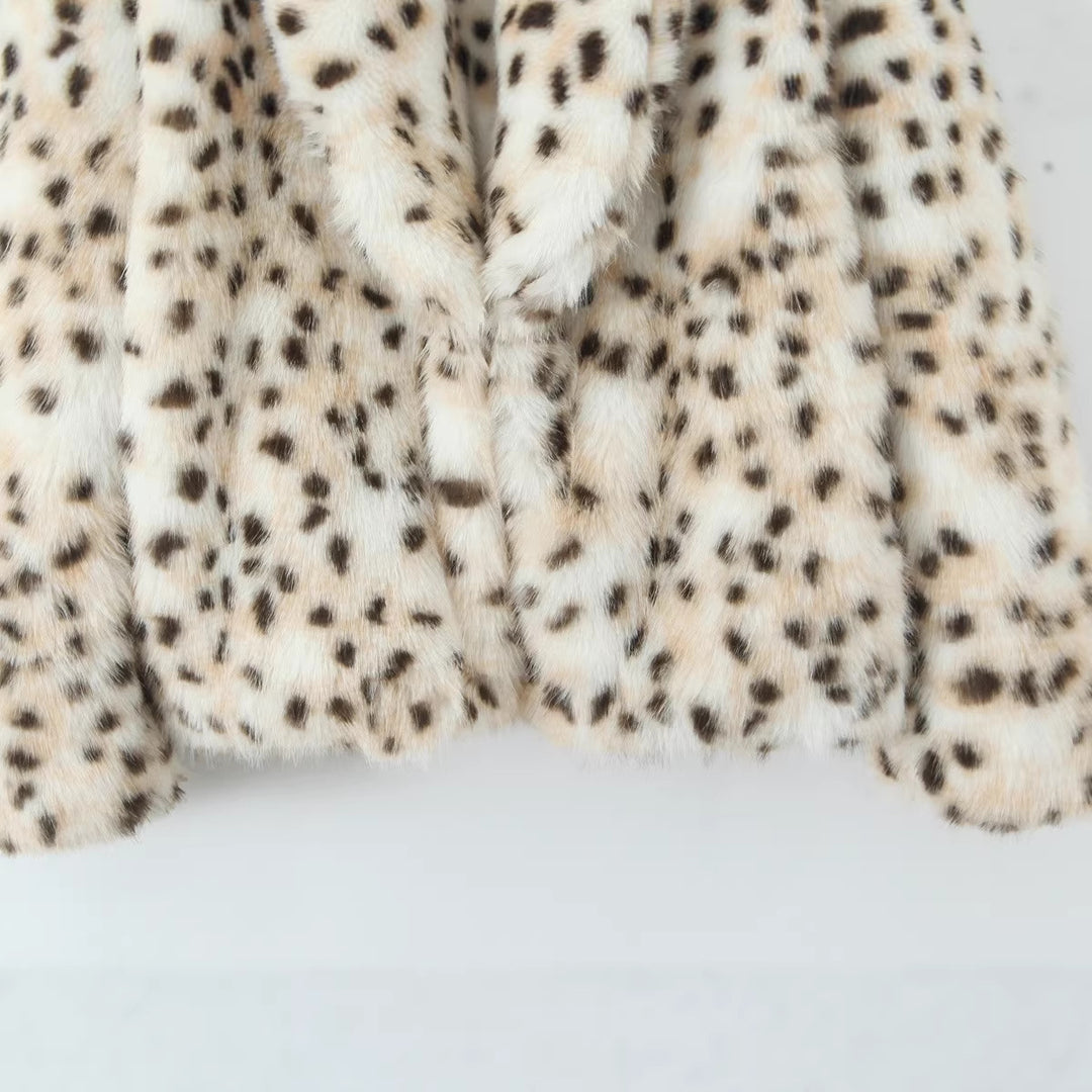 Damen langer Kunstfellmantel im Leopardenmuster mit Oversize-Schnitt Shop Nory