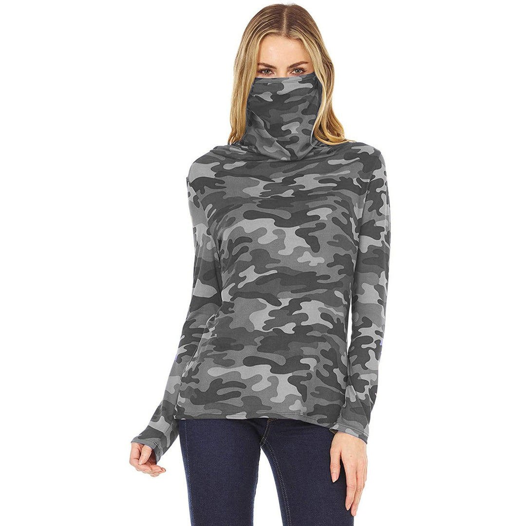 Damen Camouflage-Jersey-Longsleeve mit integriertem Schlauchkragen Shop Nory