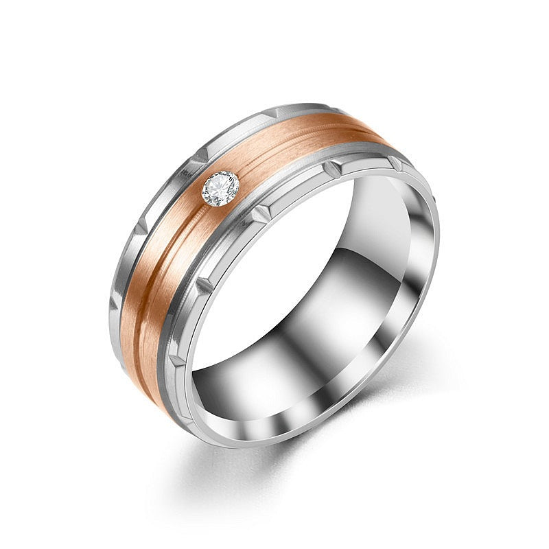 Herren Ring mit kunstvollem, zweifarbigen Design und funkelndem Akzent Shop Nory